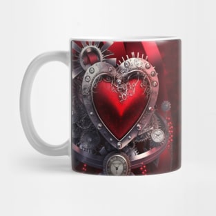 Red Heart- Steampunk Style with Clock and Gears Mug